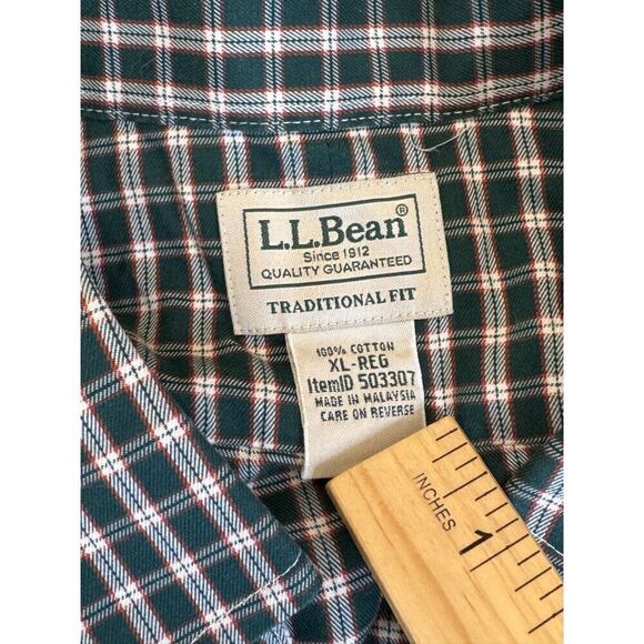 L.L. Bean Classic Green Plaid Button-Down Shirt Sz XL Traditional Fit EUC - Picture 11 of 13